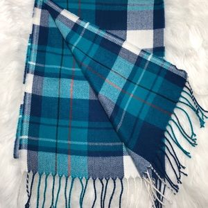 TEAL AND WHITE winter scarf soft and cozy